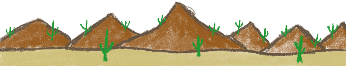 Mountains with little tiny cacti